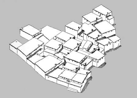 RECONSTRUCTION DRAWING OF CATALHOYUK HOUSES